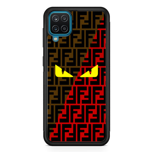 Fendi Choco Red Samsung Galaxy A12 Case-Rubber Black (2D Case)-Oxvistore