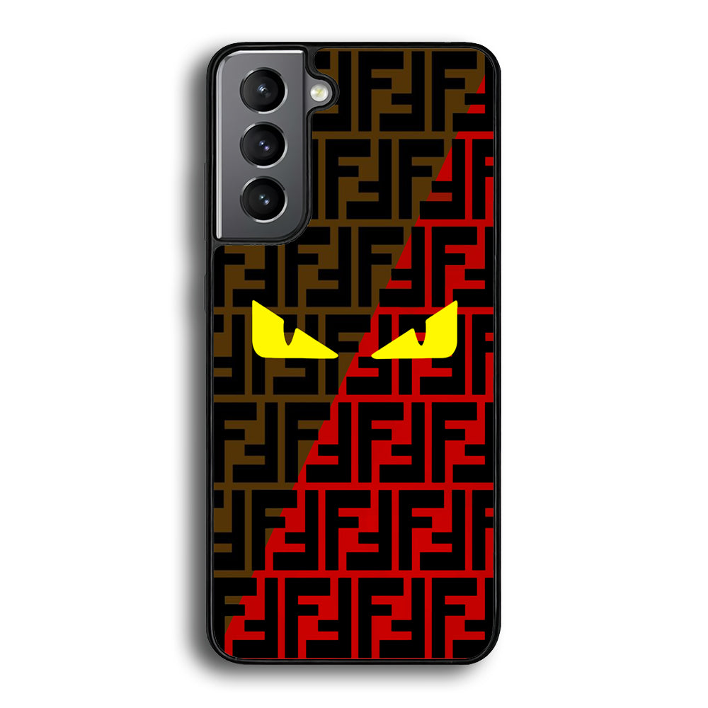 Fendi Choco Red Samsung Galaxy S24 Plus Case-Rubber Black (2D Case)-Oxvistore