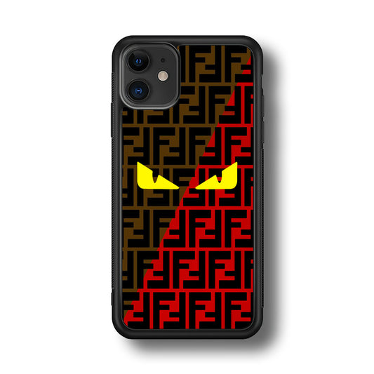 Fendi Choco Red iPhone 12 Case-Rubber Black (2D Case)-Oxvistore