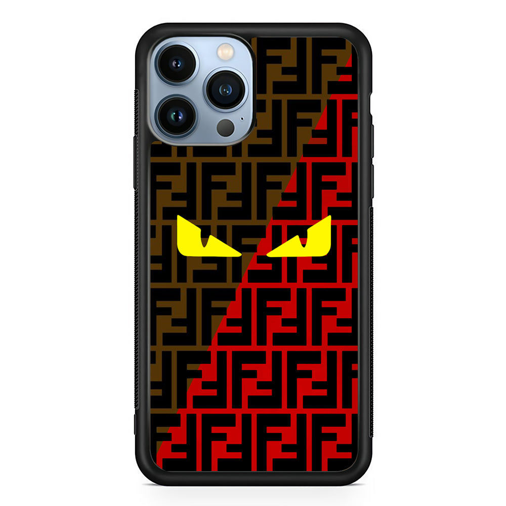 Fendi Choco Red iPhone 13 Pro Case-Rubber Black (2D Case)-Oxvistore