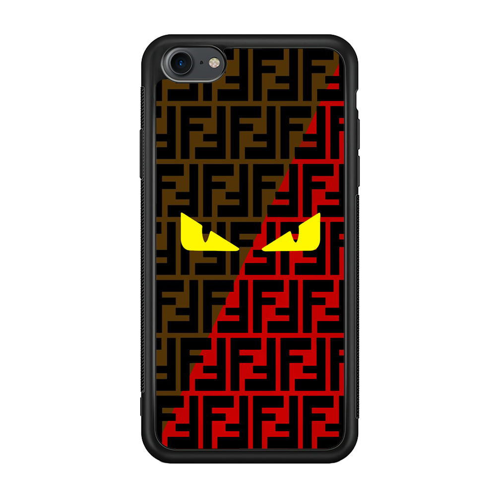 Fendi Choco Red iPhone 8 Case-Rubber Black (2D Case)-Oxvistore