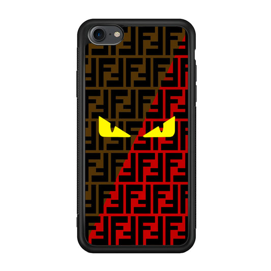 Fendi Choco Red iPhone 8 Case-Rubber Black (2D Case)-Oxvistore