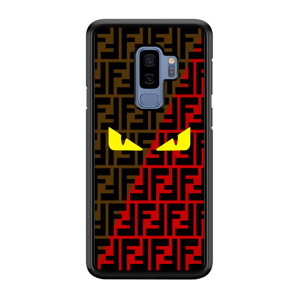 Fendi Choco Red Samsung Galaxy S9 Plus Case-Rubber Black (2D Case)-Oxvistore