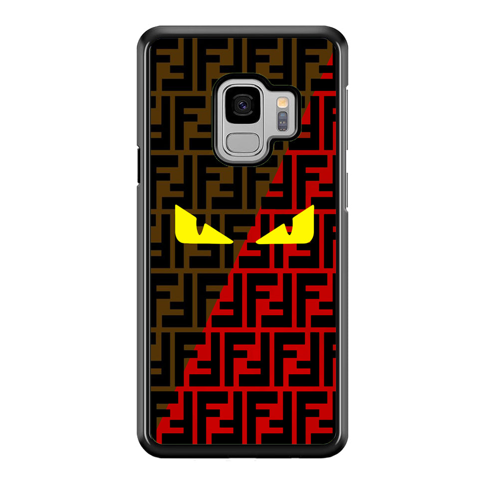 Fendi Choco Red Samsung Galaxy S9 Case-Rubber Black (2D Case)-Oxvistore