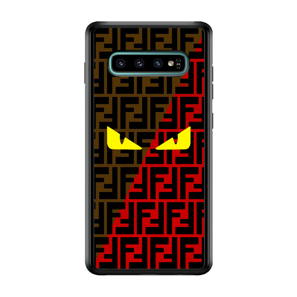 Fendi Choco Red Samsung Galaxy S10 Case-Rubber Black (2D Case)-Oxvistore