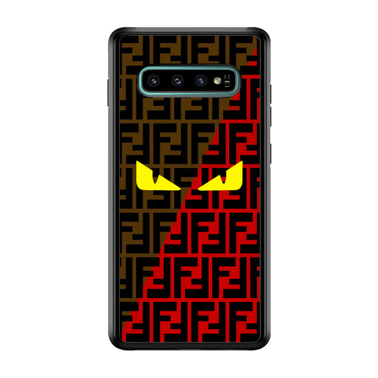 Fendi Choco Red Samsung Galaxy S10 Case-Rubber Black (2D Case)-Oxvistore