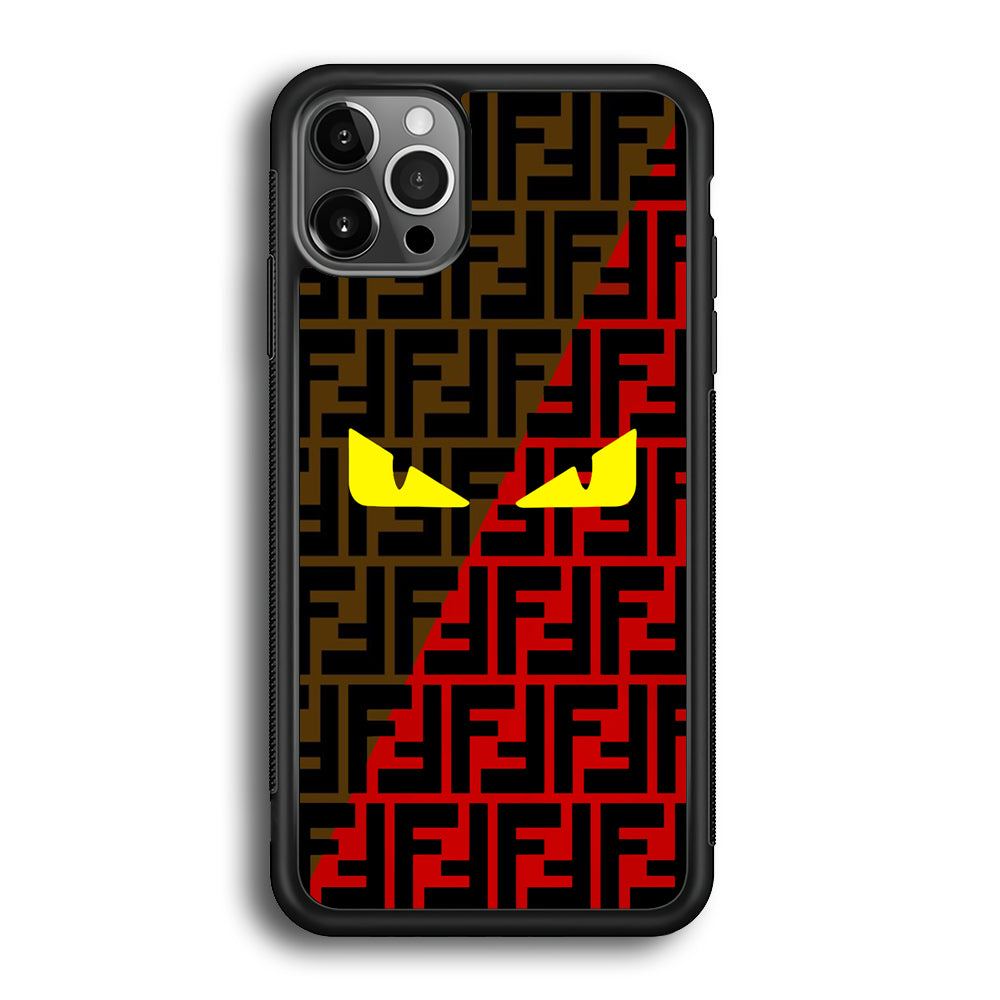 Fendi Choco Red iPhone 12 Pro Case-Rubber Black (2D Case)-Oxvistore