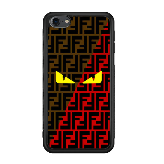 Fendi Choco Red iPod Touch 6 Case-Rubber Black (2D Case)-Oxvistore