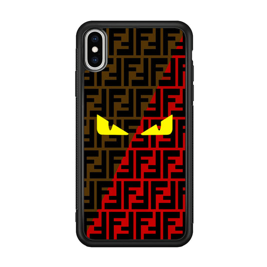 Fendi Choco Red iPhone Xs Max Case-Rubber Black (2D Case)-Oxvistore
