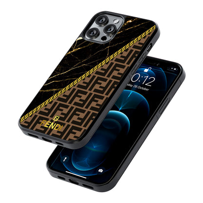 Fendi Patern Marble Gold 2D Rubber Phone Case-Oxvistore