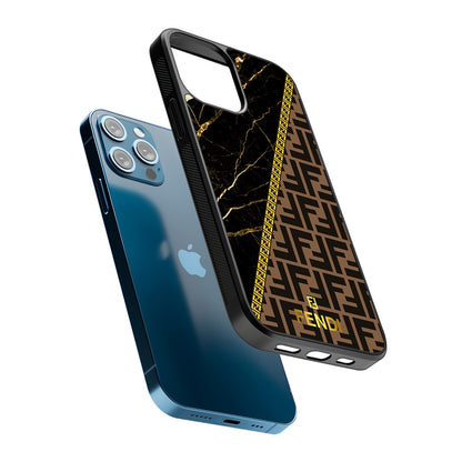 Fendi Patern Marble Gold 2D Rubber Phone Case-Oxvistore