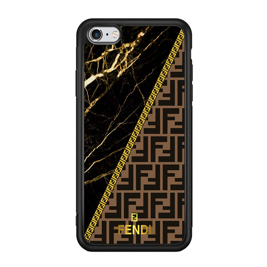 Fendi Patern Marble Gold iPhone 6 | 6s Case-Rubber Black (2D Case)-Oxvistore