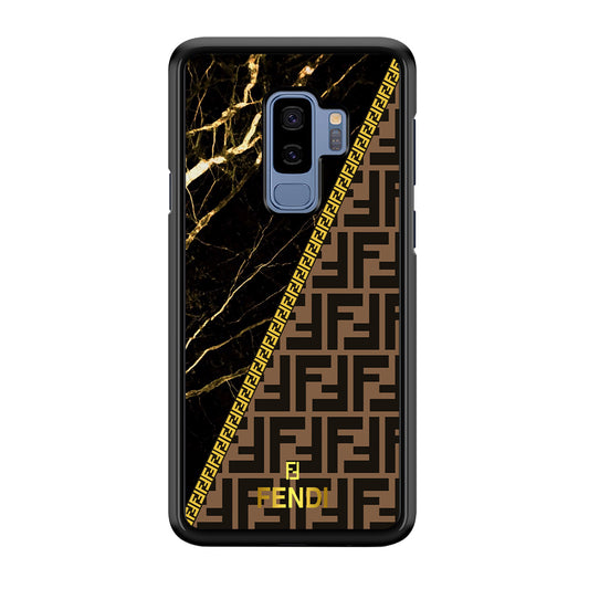 Fendi Patern Marble Gold Samsung Galaxy S9 Plus Case-Rubber Black (2D Case)-Oxvistore
