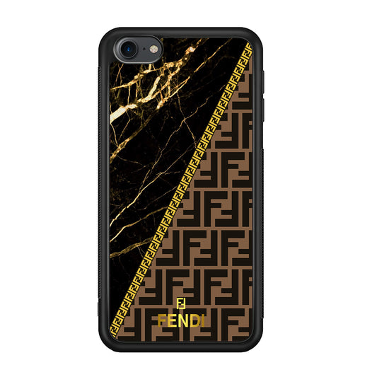 Fendi Patern Marble Gold iPod Touch 6 Case-Rubber Black (2D Case)-Oxvistore
