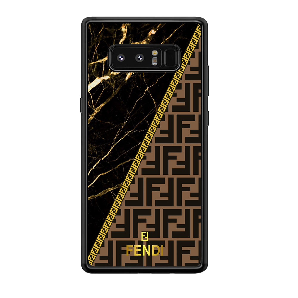 Fendi Patern Marble Gold Samsung Galaxy Note 8 Case-Rubber Black (2D Case)-Oxvistore