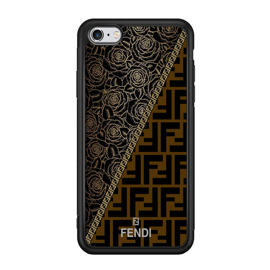 Fendi Slices Black Rose iPhone 6 | 6s Case-Rubber Black (2D Case)-Oxvistore