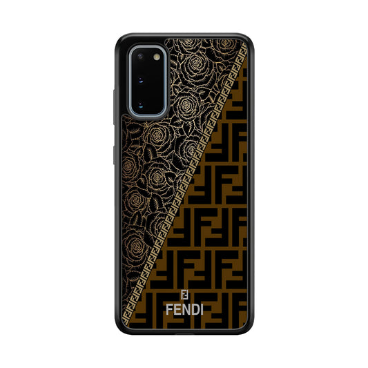 Fendi Slices Black RoseSamsung Galaxy S20 Case-Rubber Black (2D Case)-Oxvistore