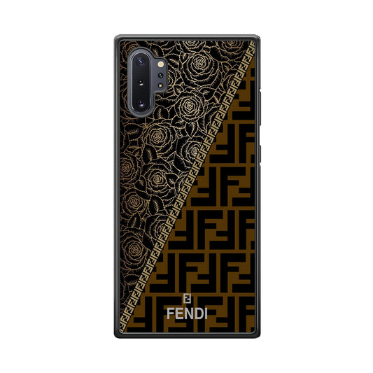 Fendi Slices Black Rose Samsung Galaxy Note 10 Plus Case-Rubber Black (2D Case)-Oxvistore