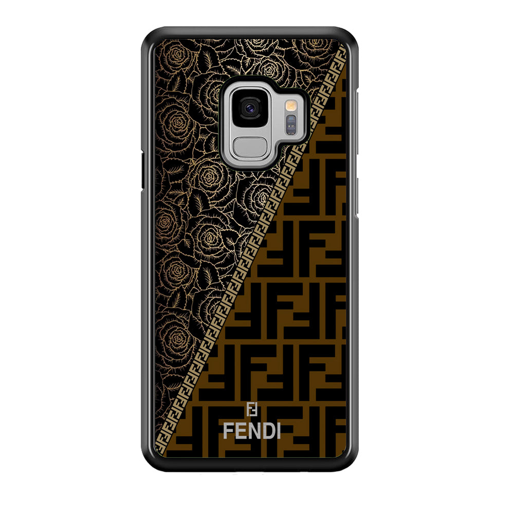 Fendi Slices Black Rose Samsung Galaxy S9 Case-Rubber Black (2D Case)-Oxvistore