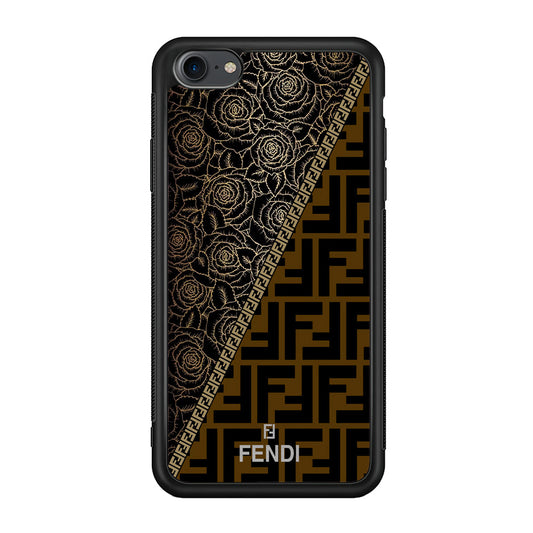 Fendi Slices Black Rose iPhone 8 Case-Rubber Black (2D Case)-Oxvistore