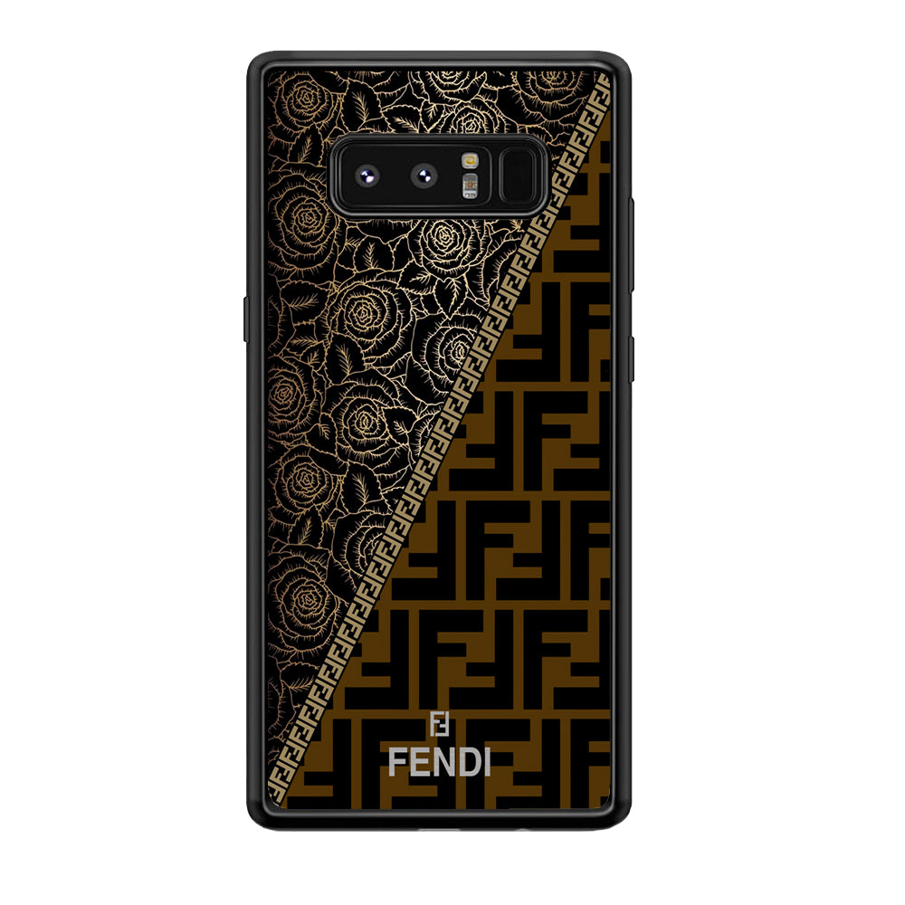 Fendi Slices Black Rose Samsung Galaxy Note 8 Case-Rubber Black (2D Case)-Oxvistore