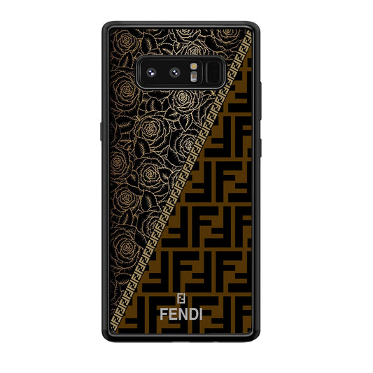 Fendi Slices Black Rose Samsung Galaxy Note 8 Case-Rubber Black (2D Case)-Oxvistore