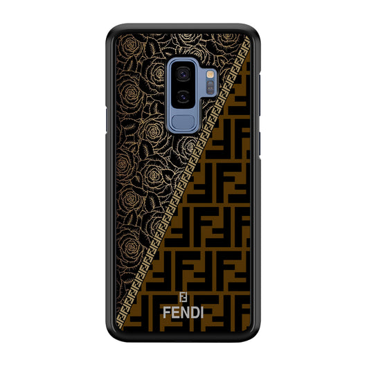 Fendi Slices Black Rose Samsung Galaxy S9 Plus Case-Rubber Black (2D Case)-Oxvistore