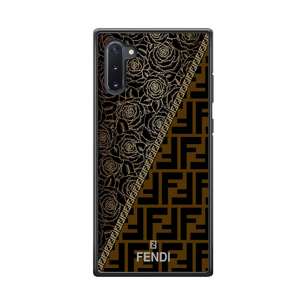 Fendi Slices Black Rose Samsung Galaxy Note 10 Case-Rubber Black (2D Case)-Oxvistore