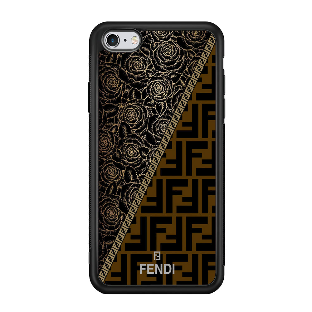 Fendi Slices Black Rose iPhone 6 Plus | 6s Plus Case-Rubber Black (2D Case)-Oxvistore