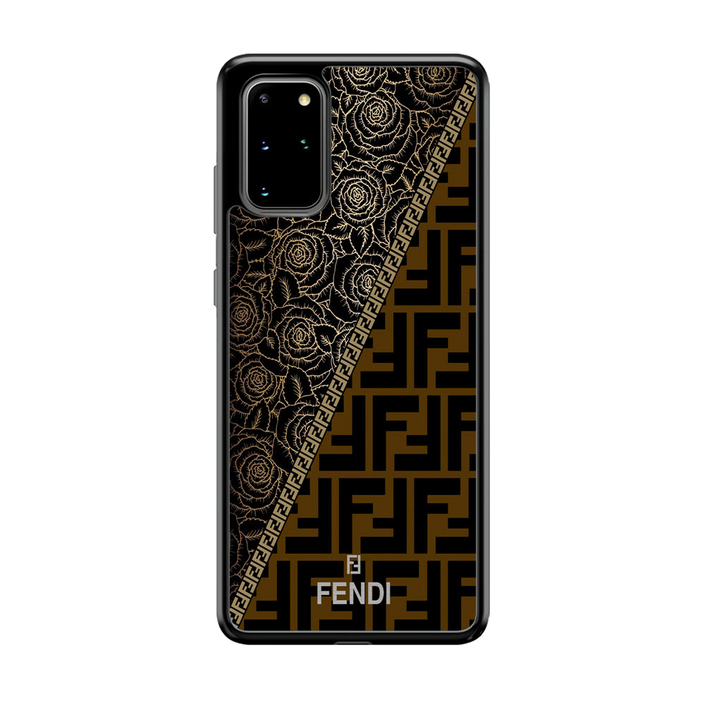 Fendi Slices Black Rose Samsung Galaxy S20 Plus Case-Rubber Black (2D Case)-Oxvistore