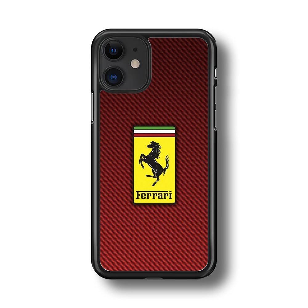Ferrari Bloodshot Fiber iPhone 11 Case-Rubber Black (2D Case)-Oxvistore