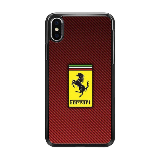 Ferrari Bloodshot Fiber iPhone XS MAX Case-Rubber Black (2D Case)-Oxvistore