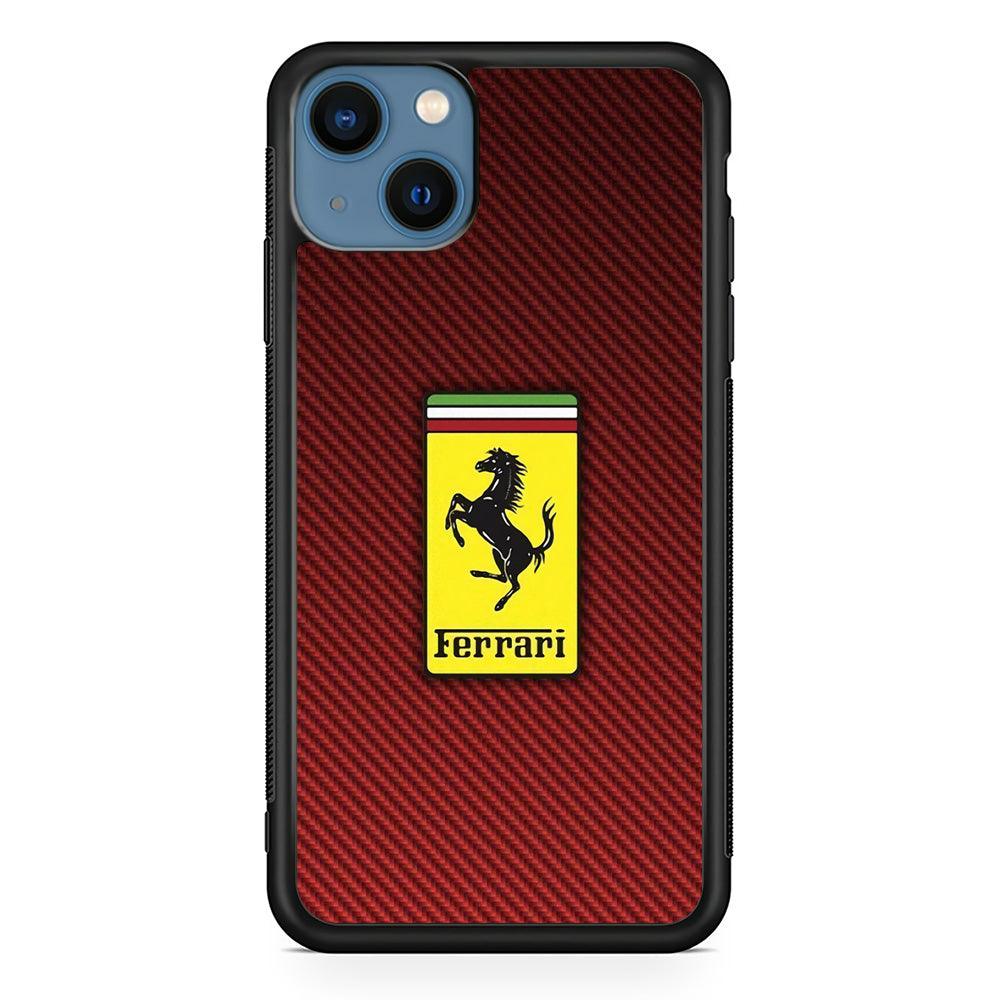 Ferrari Bloodshot Fiber iPhone 13 Case-Rubber Black (2D Case)-Oxvistore