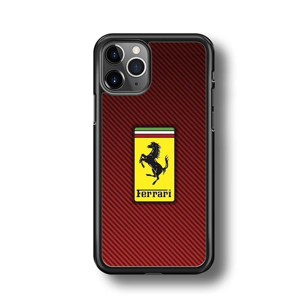 Ferrari Bloodshot Fiber iPhone 11 Pro Case-Rubber Black (2D Case)-Oxvistore