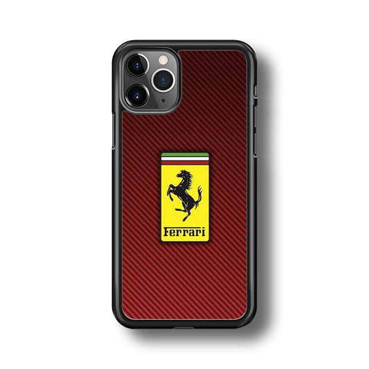 Ferrari Bloodshot Fiber iPhone 11 Pro Max Case-Rubber Black (2D Case)-Oxvistore