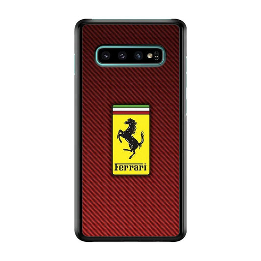 Ferrari Bloodshot Fiber Samsung Galaxy S10 Plus Case-Rubber Black (2D Case)-Oxvistore