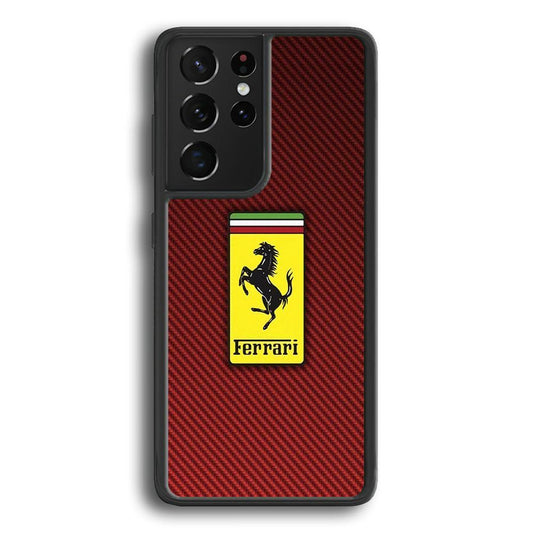 Ferrari Bloodshot Fiber Samsung Galaxy S24 Ultra Case-Rubber Black (2D Case)-Oxvistore