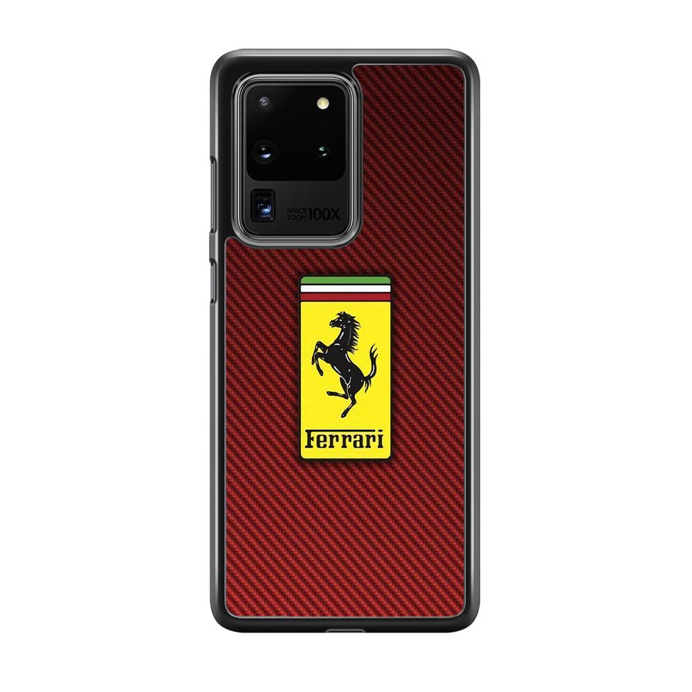 Ferrari Bloodshot Fiber Samsung Galaxy S20 Ultra Case-Rubber Black (2D Case)-Oxvistore