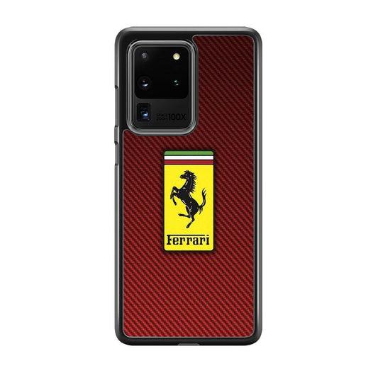 Ferrari Bloodshot Fiber Samsung Galaxy S20 Ultra Case-Rubber Black (2D Case)-Oxvistore