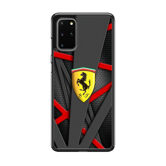Ferrari Bold Red and Black Samsung Galaxy S20 Plus Case-Rubber Black (2D Case)-Oxvistore