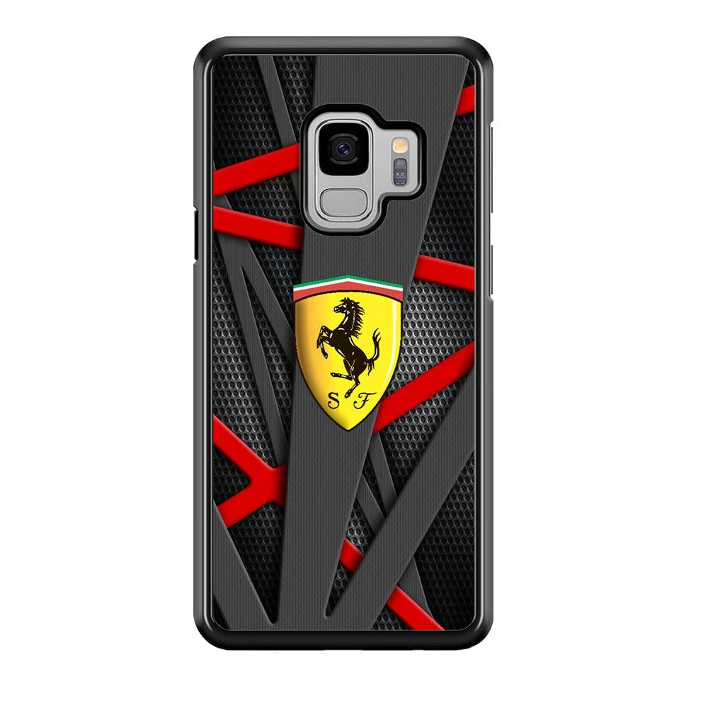 Ferrari Bold Red and Black Samsung Galaxy S9 Case-Rubber Black (2D Case)-Oxvistore