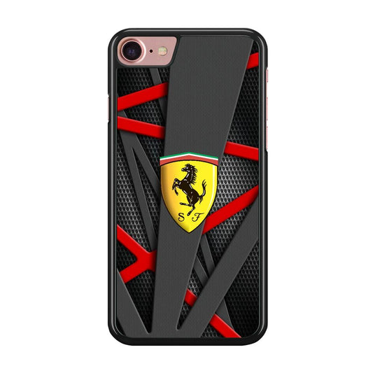 Ferrari Bold Red and Black iPhone 7 Case-Rubber Black (2D Case)-Oxvistore