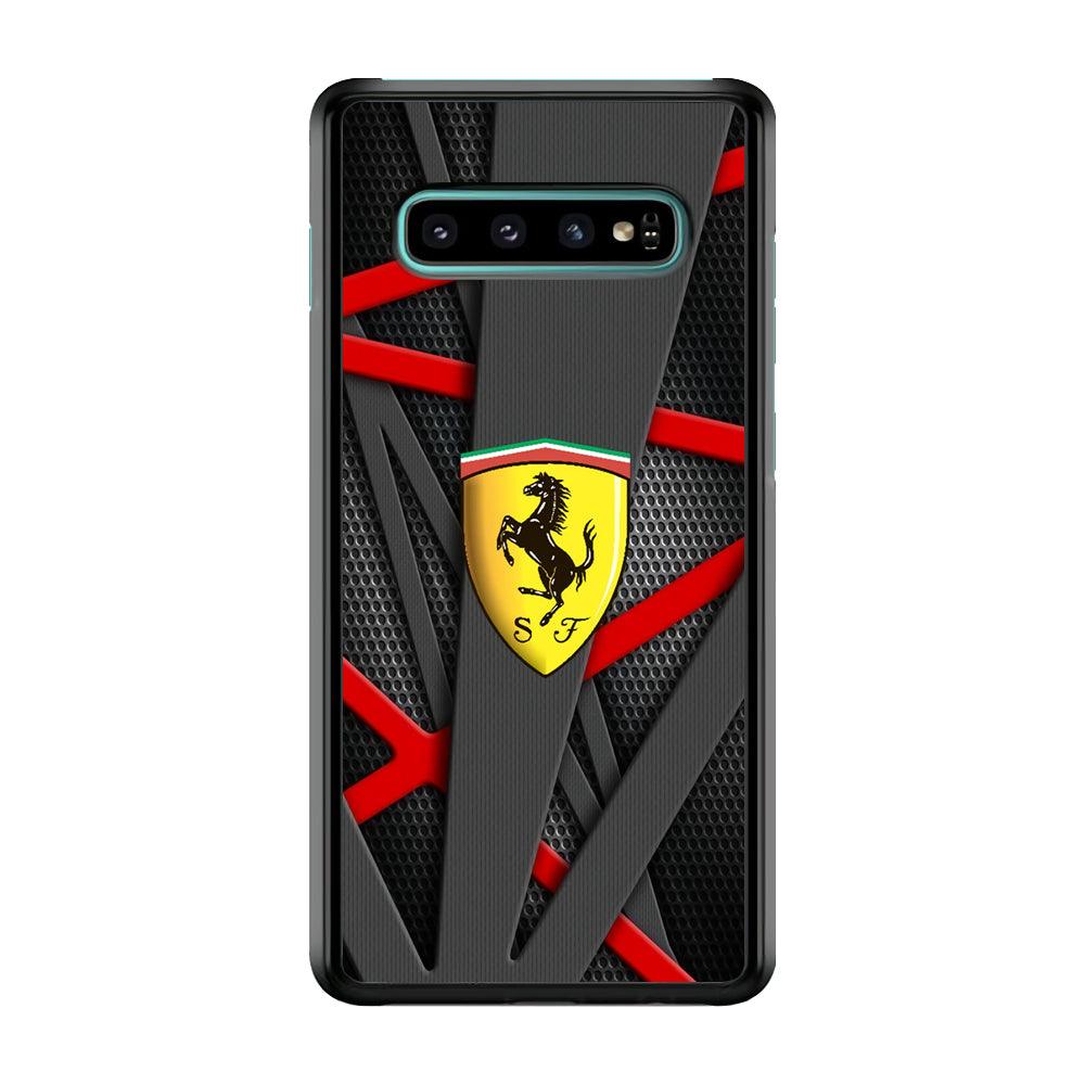 Ferrari Bold Red and Black Samsung Galaxy S10 Plus Case-Rubber Black (2D Case)-Oxvistore