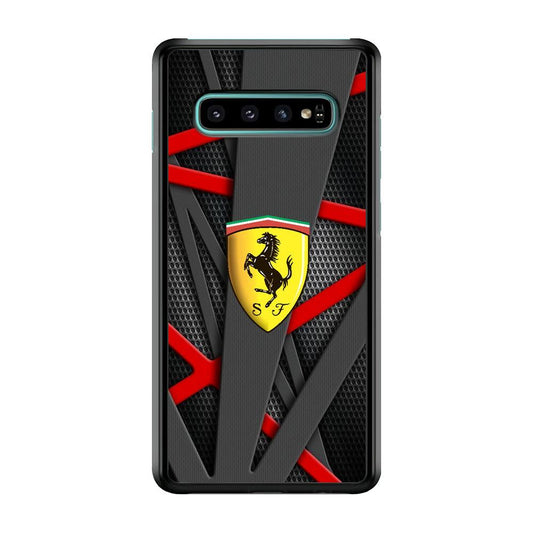 Ferrari Bold Red and Black Samsung Galaxy S10 Plus Case-Rubber Black (2D Case)-Oxvistore