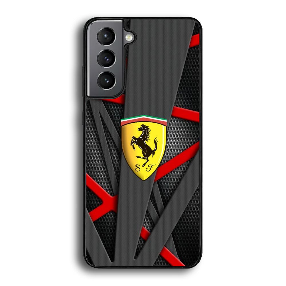 Ferrari Bold Red and Black Samsung Galaxy S22 Case-Rubber Black (2D Case)-Oxvistore