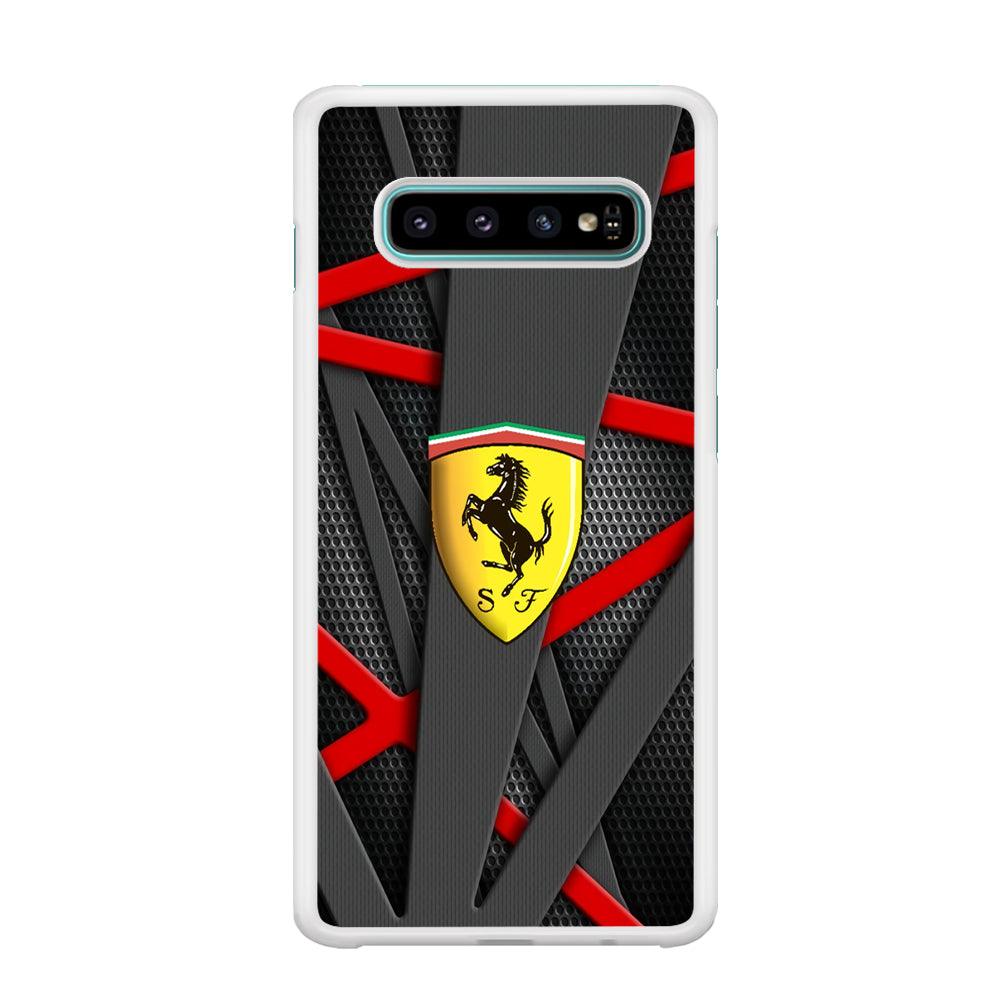 Ferrari Bold Red and Black Samsung Galaxy S10 Case-Oxvistore