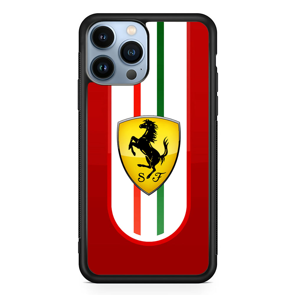 Ferrari Logo Red 2D Rubber Phone Case-Black-Oxvistore