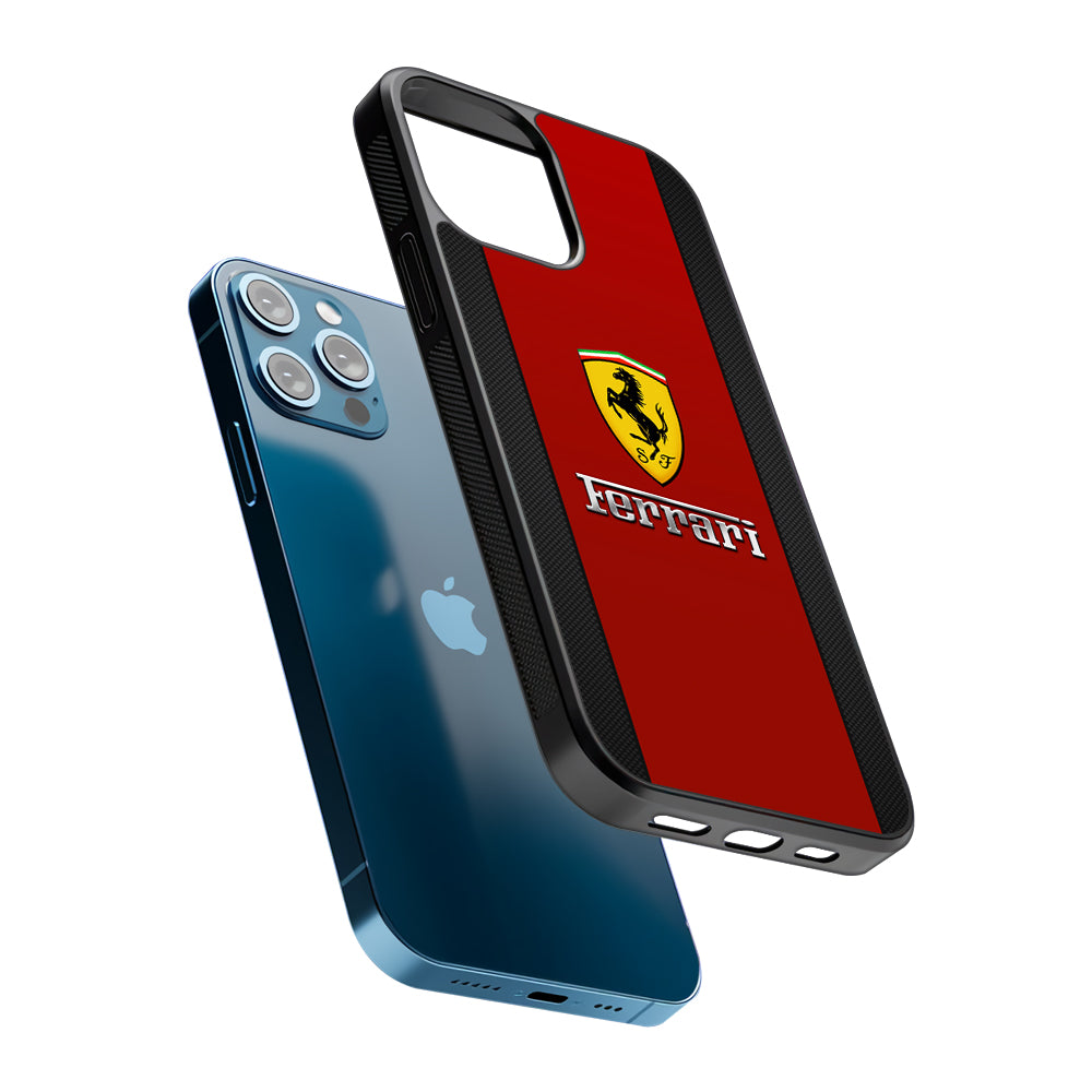 Ferrari Luxury Car Stripe Logo 2D Rubber Phone Case-Oxvistore