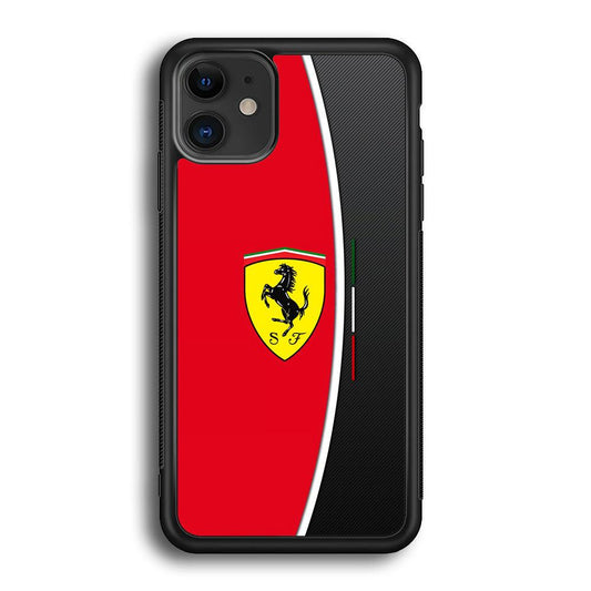 Ferrari The Horse Power iPhone 12 Case-Rubber Black (2D Case)-Oxvistore