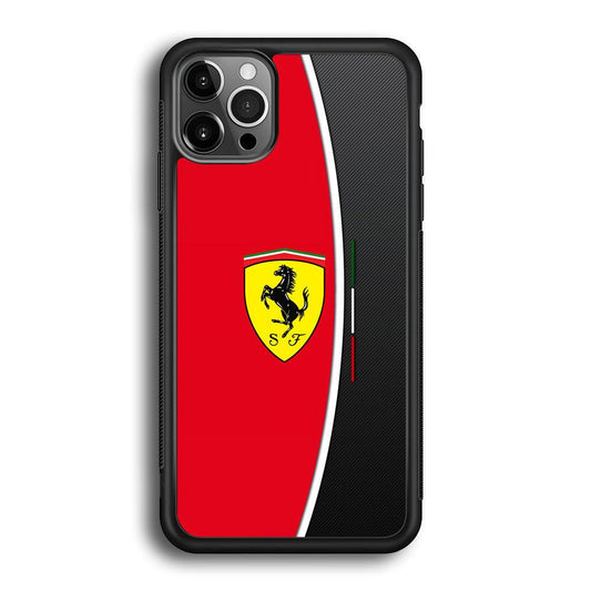Ferrari The Horse Power iPhone 12 Pro Max Case-Rubber Black (2D Case)-Oxvistore